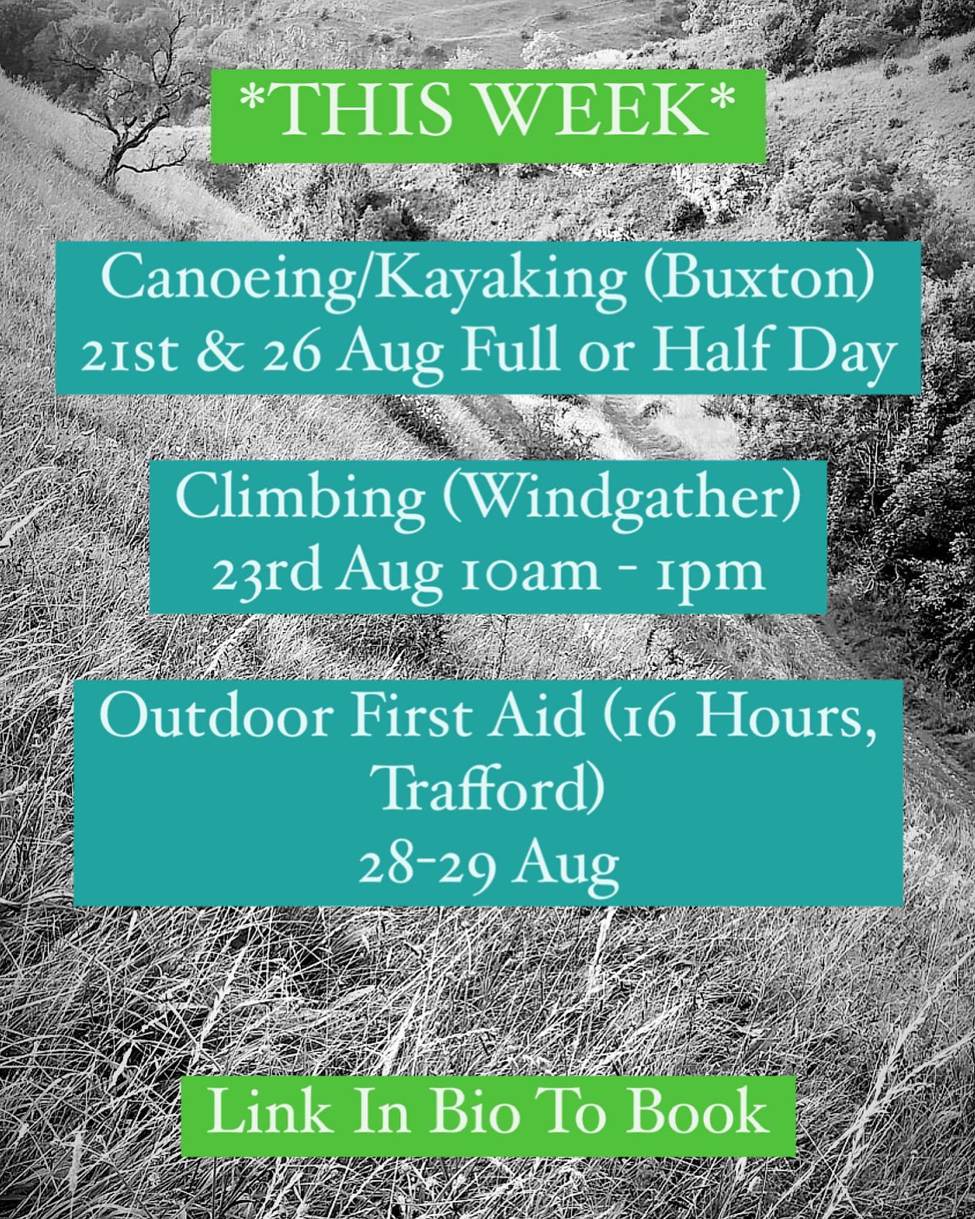 Join our friendly, qualified instructors for these sessions, just for fun or to learn some new skills, we hope to see you here!

More info and booking at www.wilderness-development.com, link in our bio 🧗‍♀️⛰🧗‍♀️
.
.
.
#wildernessdevelopment #smallbusiness #rockclimbing #climbing #scrambling #canoeing #kayaking #outdoorfirstaid #abseiling #trysomethingnew #peakdistrict #peakdistrictnationalpark #peakdistrictclimbing #mountainsfellsandhikes #roamtheuk #outdoorpursuits #outdooradventures #outdooractivities #nationalparksuk #booknow